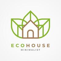Green House Logo, home and leaf icon combination, suitable for Architecture Building apps and company logo design vector