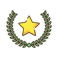 star and Laurel wreath icons and symbols associated with winning flat design icon editable stroke vector