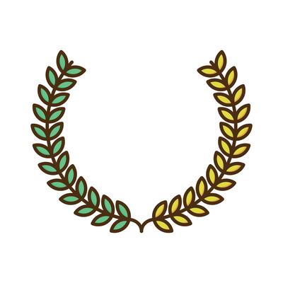 Laurel wreath icons and symbols associated with winning flat design icon. editable stroke