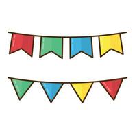 buntings flags icons and symbols associated with winning flat design icon. editable stroke vector