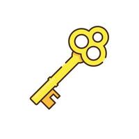 Gold key of winning icons and symbols associated with winning flat design icon. editable stroke vector