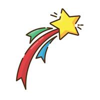 Shooting star icons and symbols associated with winning flat design icon editable stroke vector