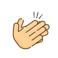Hand applause icons and symbols associated with winning flat design icon editable stroke vector