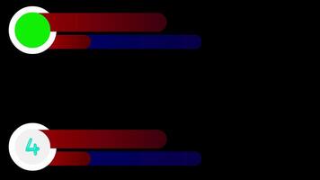 Numbered lower thirds from 1 to 10 for transition animation blank text green background video