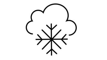 Animation of line sketch of cloud and snow icon video