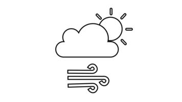 Animation of line sketch of sun and wind cloud icon video