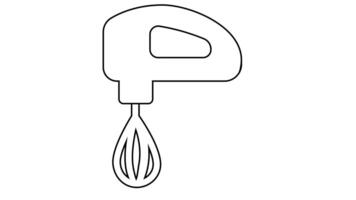 Animation of line sketch of dough mixer machine icon video