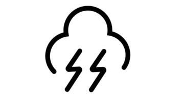 Animation of line sketch of cloud and lightning icon video
