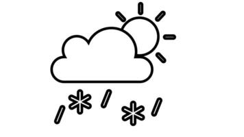 Animation of line sketch icon of sun clouds and snow video