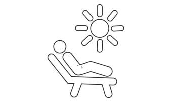 Animation of line sketch icon basking in the sun video