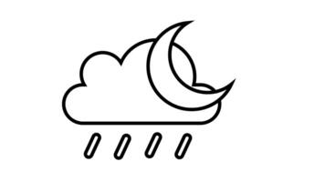 Animation of line sketch of rain cloud and crescent moon icon video