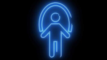 icon of a person playing jump rope with a glowing neon effect video