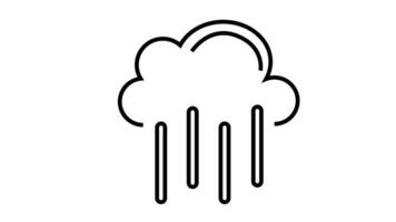 Animation of line sketch of cloud and heavy rain icon video