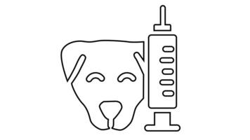 Animation of line sketch of dog injection icon video