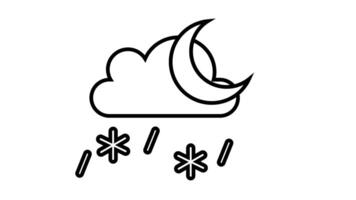 Animation of line sketch of snow cloud and crescent moon icon video