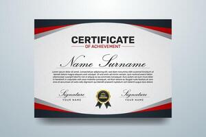 Modern certificate of achievement template with red and black design vector