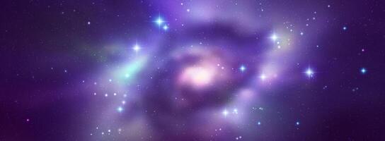 Space background with realistic nebula and shining stars. Magic colorful galaxy with stardust vector