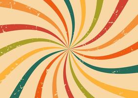 A Colorful Swirl Background Design Perfect for Various Creative Projects and Applications. Retro background with curved rays or stripes in the center. Sun rays vintage background with grunge texture vector