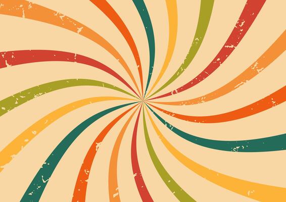 A Colorful Swirl Background Design Perfect for Various Creative Projects and Applications. Retro background with curved rays or stripes in the center. Sun rays vintage background with grunge texture