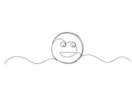 Smiling face continuous one line drawing isolated illustration. vector