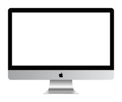 Apple iMac Desktop Monitor Mockup Template. Modern Computer Device Blank White Display Showcase Presentation Illustration vector