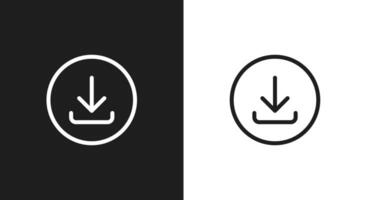 Black white Download web icons illustration. Line style arrow shape online user interface. Modern sign symbol vector