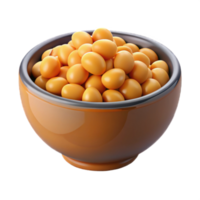 boiled chickpeas in bowl plastic style render 3d icon isolated on transparent background cutout png