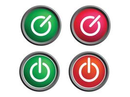 On off button icon illustration style, green and red color for design elements. vector