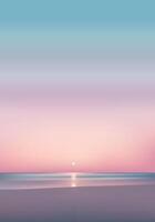 Sun set sea landscape illustration in soft color gradient for background design. vector
