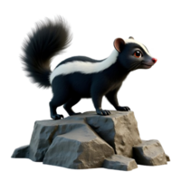 a 3d skunk standing on top of a rock png
