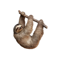 sloth hanging on a tree branch png