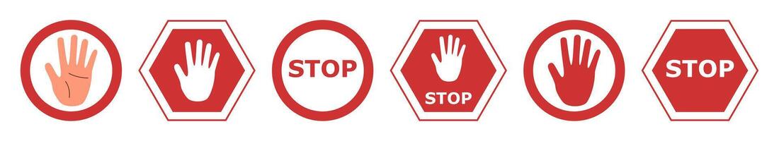 Set of stop signs on a white background. Stop icons collection isolated on white. vector