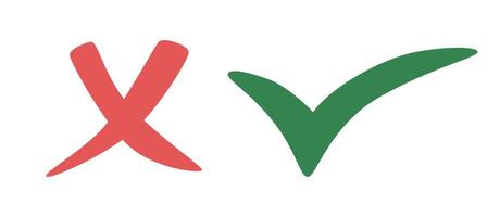 Check marks icons YES and NO. Check marks agree and disagree. Vote, voting, election, decision, choice concept. Signs YES and NO. vector