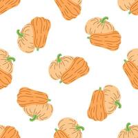 flat style Halloween seamless pattern. Hand-drawn pumpkin. Element for labels, packaging and cards design. vector