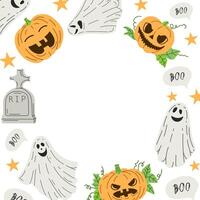 Set of halloween elements in flat style. Design of ghosts, creepy and spooky elements for halloween decorations, sketch, icon. Hand drawn template vector
