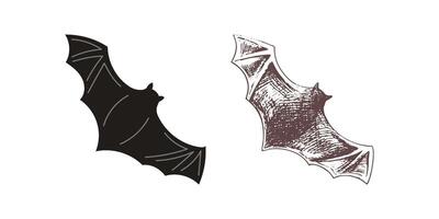 plano y bosquejo estilo murciélago en un blanco antecedentes. dibujos animados Víspera de Todos los Santos ilustración. vector