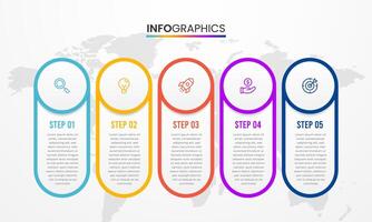 Business infographics. Timeline with 5 steps, labels. infographic element template vector