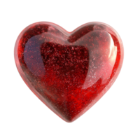 Glossy Red Heart-Shaped Object with Reflective Shine on Transparent background png
