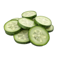 Neatly Stacked Bunch of Cucumber Slices on Transparent background png
