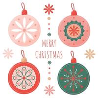 Retro style Christmas colored balloons set in bright colors on a white background vector