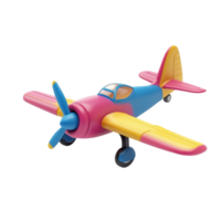 Yellow and Pink Toy Airplane in Mid-Flight with Blue Accents AI-GeneratIive png