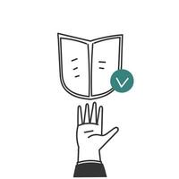 a hand holding a shield with a check mark on it vector