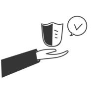 hand holding a shield with a check mark on it vector