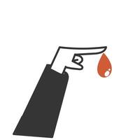 a hand pointing to a drop of blood vector
