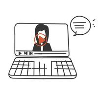 a laptop with a webinar playing on it vector