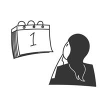 a woman is looking at a calendar with the number one on it vector