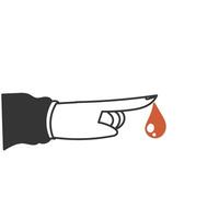 a hand pointing to a drop of blood vector