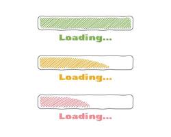 Collection Loading bar status icon. illustration. Set of loaded icons. Download progress. Donload or Upload. Hand-drawn sketch-scribble. vector