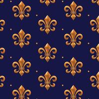 Seamless pattern of a fleur-de-lys motif, blue and gold color vector
