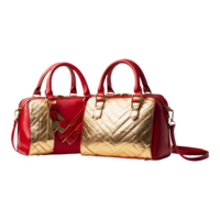 a red bag with a gold buckle is sitting on a grid Isolated on a Transparent Background png